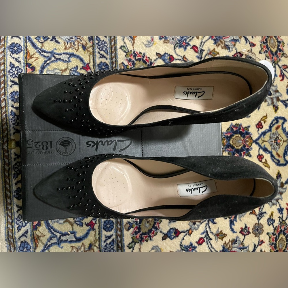 Clarks Women's Black Studded Flats